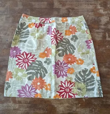 SIGRID OLSEN Skirt Floral Cotton Knee Mini A-Line Flowers Boho Eclectic Size 10 • $16