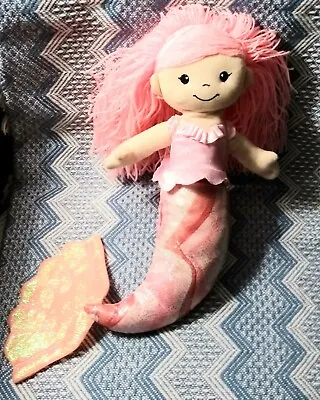 Mermaid Stuffed Plush Doll Pink Hair Pink 13.5   • $18.95
