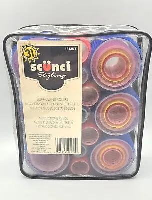 VTG Scunci Self-Holding Rollers No 18136-T 31 Pieces 5 Sizes New In Zip Case • $15