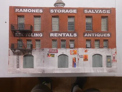 Downtown Deco HO Scale Background Flat Warehouse Wall Casting + Windows Signs • $29.95