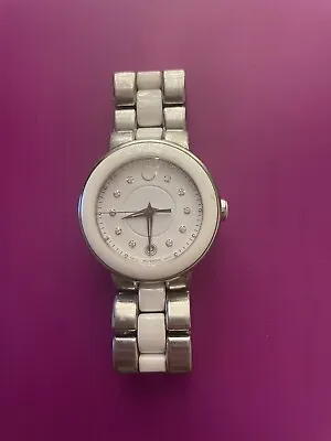 Movado Womens Diamonds Silver-white Ceramic Ss Swiss Watch Cerena 0606625 • $222.99