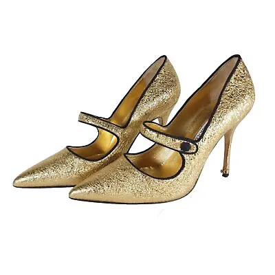 MANOLO BLAHNIK Women's 50th  Anniversary Campari 36 US55 Gold Mary Jane Pumps  • $299.99