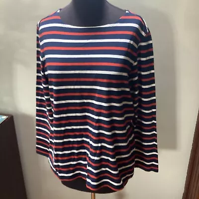 Womens SEASALT Navy Red & White SAILOR T-shirt Top . Size 16 • £5