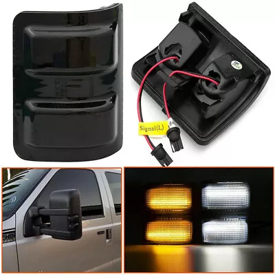 Smoked LED Side Mirror Lights White Amber For Ford F250 F350 F450 F550 2008-2016 • $14.89