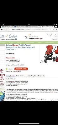 QUINNY MOODD Travel System Black And Red Pram And Carrycot Paid £850 Used Twice • £150