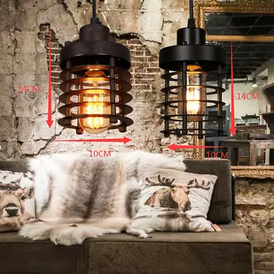 Rustic Industrial Pendant Light Vintage Ceiling Fixture Iron Cage Hanging Lamp • $19