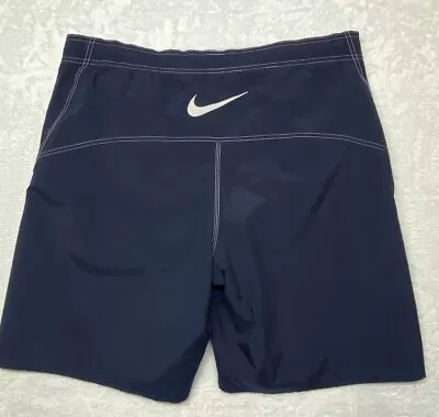 Vintage Nike Mens Swim Shorts Trunks Blue Lined Elastic Waist Size XL XXL • $17.99