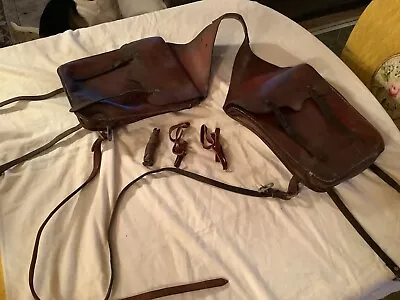 Vintage Genuine Leather SADDLE BAGS Horse Western Riding Thick Stitching • $81