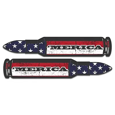 2 Pack Merica Bullet America USA 2nd Amendment Vinyl Decal Sticker Truck US Flag • $4.50