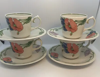 Villeroy & Boch Amapola (4) Cups 2 3/4  & (4) Saucers 6 3/8  • $20