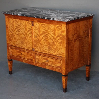 $3675 • Buy Antique Art Deco Blonde Birch Sideboard Cabinet Black Marble Top Original Sweden