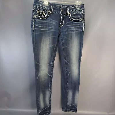 Miss Me Sunny Skinny Jeans Women's Size 28 Blue Denim Pants 30x31 Distressed • $29.99