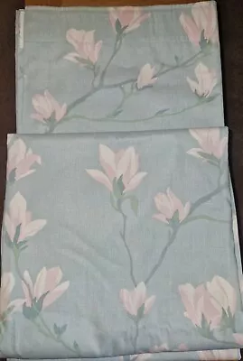 Laura Ashley Lined Curtains Magnolia Grove In Duck Egg BN • £35