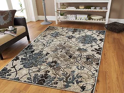 Luxury Contemporary Rug 8x11 Red Flowers Area Rugs 9x12 Grayish Blue 5x8 Carpet  • $9.98