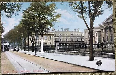 Reading Royal Berks Hospital London Road 1904 Tram Vintage Postcard • £1.99