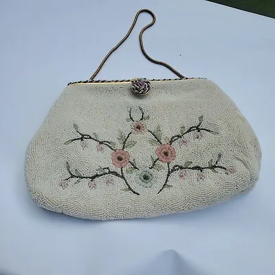 Vintage Beaded With Floral Accent Handbag • $39