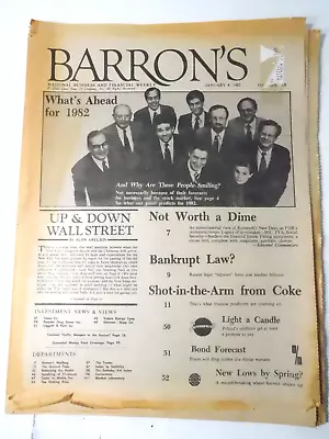 Barron's Financial Newspaper Magazines January 4 1982-What's Ahead For 1982 • $12.95