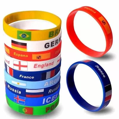 Country Flag Print Wristband -Silicone Wrist Band Unisex Friendship Bracelet 1PC • $11.86