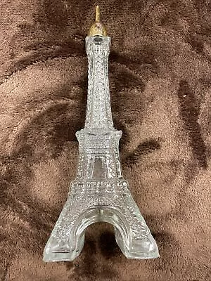 Vintage AVON Eiffel Tower Glass Bottle Perfume Cologne Gold Cap Empty Decor • $12