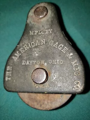 Vintage 2  Brass Pulley Marked The American Gage Mfg. Co. Dayton Ohio • $35