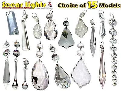 Cut Glass Crystals Chandelier Droplets Wedding Drops Beads Light Spare Parts New • £8.16