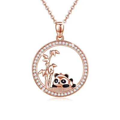 Cute Panda Pendant Animal Round Simulated Opal Bamboo Necklace For Lover Jewelry • $0.44