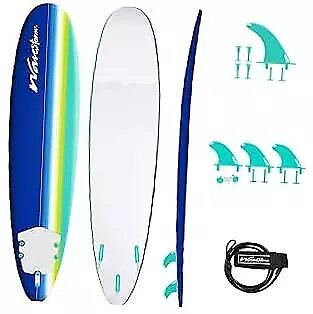  8ft Premium Classic Longboard Surfboard Blue Lime Turquoise • $373.81