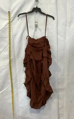 The Pirate Dressing Womens C1379 High Low Ruffle Brown Steampunk Skirt Size M • $27.95