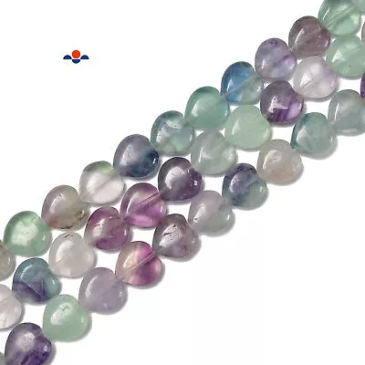 Multi Color Fluorite Heart Shape Beads Size 8mm 10mm 12mm 15.5'' Strand • $11.69