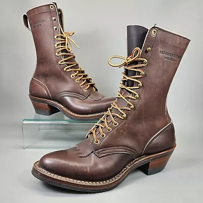 Hathorn Jumper Boots Men's 9.5 C Brown Leather Lace Up Packer Logger Style • $189.99