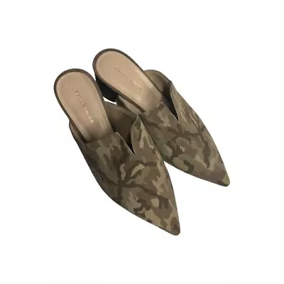 Pelle Moda Women's Camouflage Calf Hair Flat Mules Green Size 9 • $30