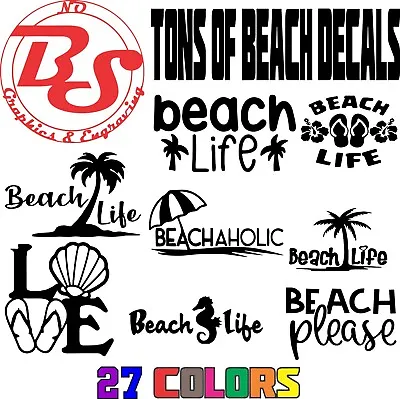 6  Beach Decal Ocean Salty Life Tropical Car Mermaid Sand Sea Palm Tree NoBS • $3.44