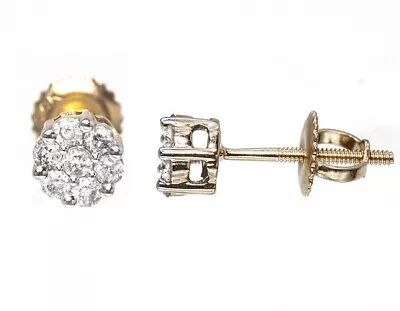 14K Gold Plated Silver 1.5Ct Round Moissanite Women's Stud Anniversary Earrings • $101.59