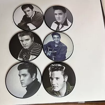 Elvis Presley Coasters Set 6 Black White S.S. Sarna 2006 • $8