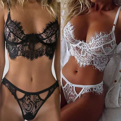 £3.59 • Buy UK Womens Sexy Lingerie Lace Bra Ladies Thong Underwear Set Nightwear Sleepwear