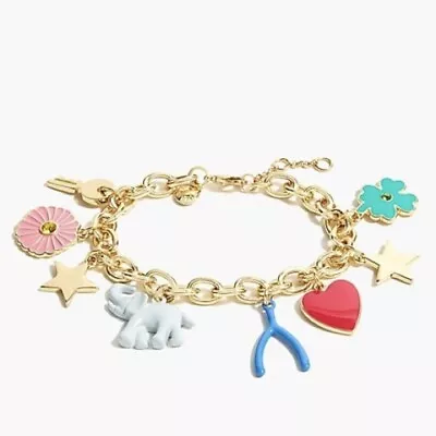 J. CREW Lucky Charm Bracelet Heart Wishbone Elephant Star Heart Key Flower • $30