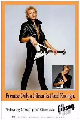 Michael Schenker 16  X 24  POSTER - Gibson Flying V Guitar Promo Ad - WALL ART • $26.95