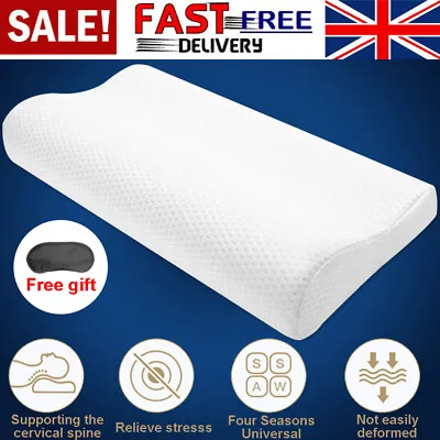 Memory Foam Pillow Contour Neck Back Support Orthopaedic Firm Head Pillows White • £9.99