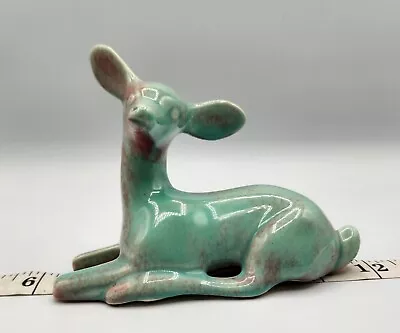 Vintage Pottery Aqua Pastel Sitting Deer Figurine  • $10