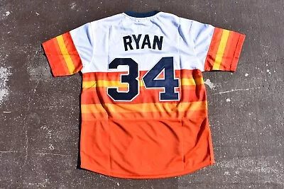 New! Nolan Ryan Astros Orange Rainbow Vintage Baseball Jersey Adult Men's XXXL • $45