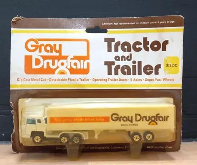 Vintage Gray Drugfair Tractor And Trailer Die Cast On Card NOS Semi Truck • $11.95