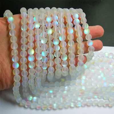 Mystic Aura Quartz Gemstone Loose Beads Holographic Quartz Matte 1 Strand 15  • $6.99