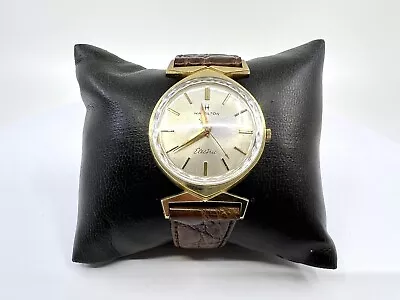 HAMILTON Electric Vintage 10K Gold Filled Metal & Leather Mens Wristwatch  1822Y • $275