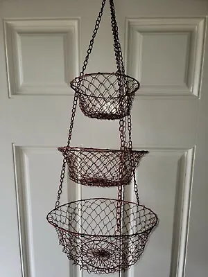 3 Tier Hanging Fruit Basket Vintage Red  • $45