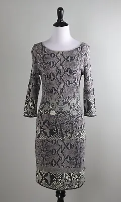 MARC CAIN Stretch Python Snake Print Scoop Neck Sheath Dress Size N 2 US 6 • $24.99