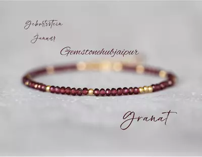 Garnet Bracelet January Birthstone Bracelet Red Garnet Bracelet Mothers Day • $12