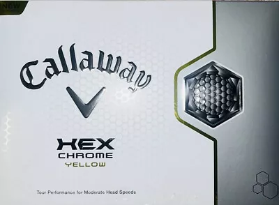 [NEW] Callaway Hex Chrome Yellow Golf Balls 12pk Moderate Speeds • $31.99