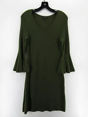 Talbots Dress Women Small Green Merino Wool Sweater Pullover Knit Flared Sleeve • $27.99