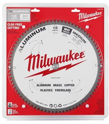 $74.99 • Buy Milwaukee 14  Aluminum Metal Cutting Carbide Circular Saw Blade 80t 48-40-4370