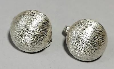 Small Vintage Monet Brushed Silver Tone Button Dome Clip On Earrings Signed • $9.95